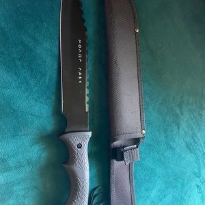 Black knife with sheath.